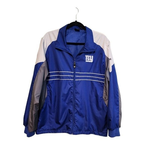 Reebok New York Giants Windbreaker Men Sz Large Blue/White Zip Aries Embroidered